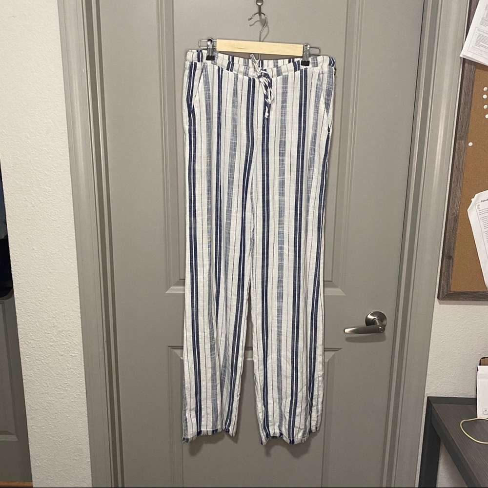 Bella Dahl Blue White Stripped Wide Leg  SZ M